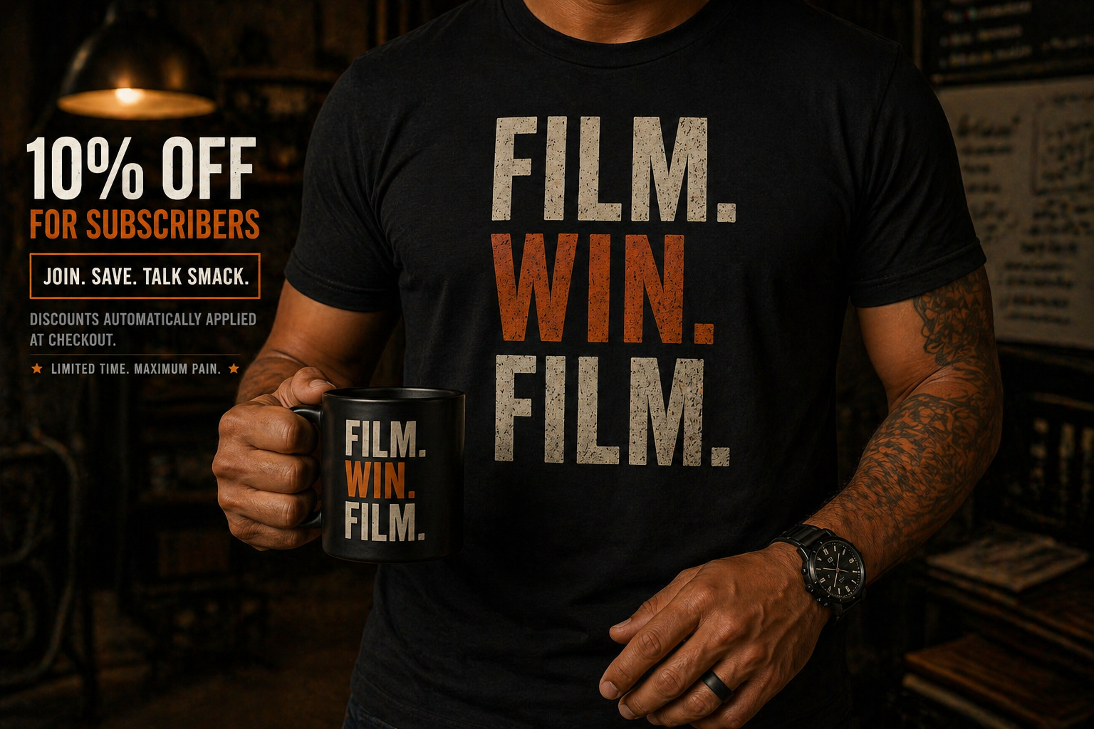 Film Win Film shirt and mug promotion